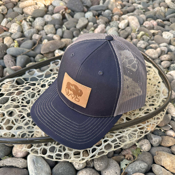 Wyo Fly Bison Leather Patch Hat