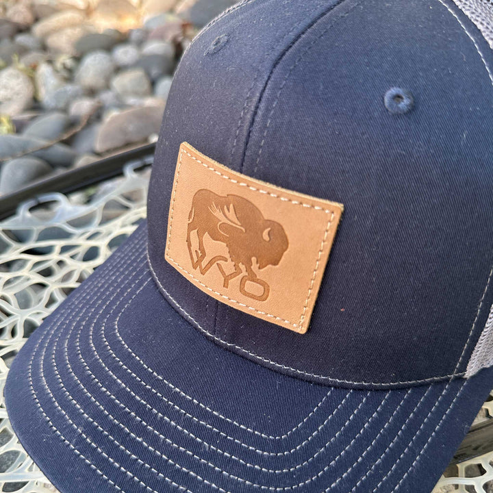 Wyo Fly Bison Leather Patch Hat