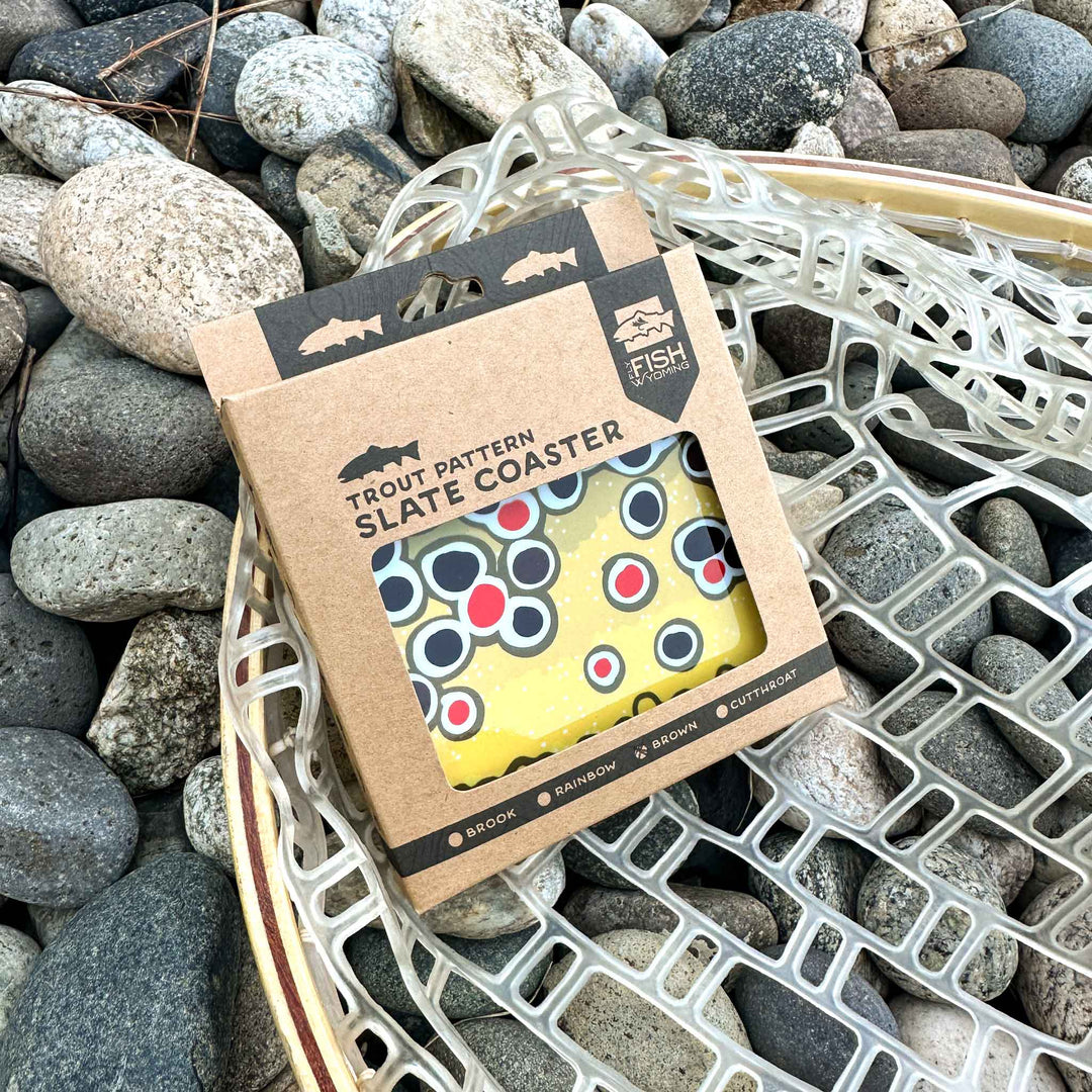 Trout Pattern Slate Coaster Singles