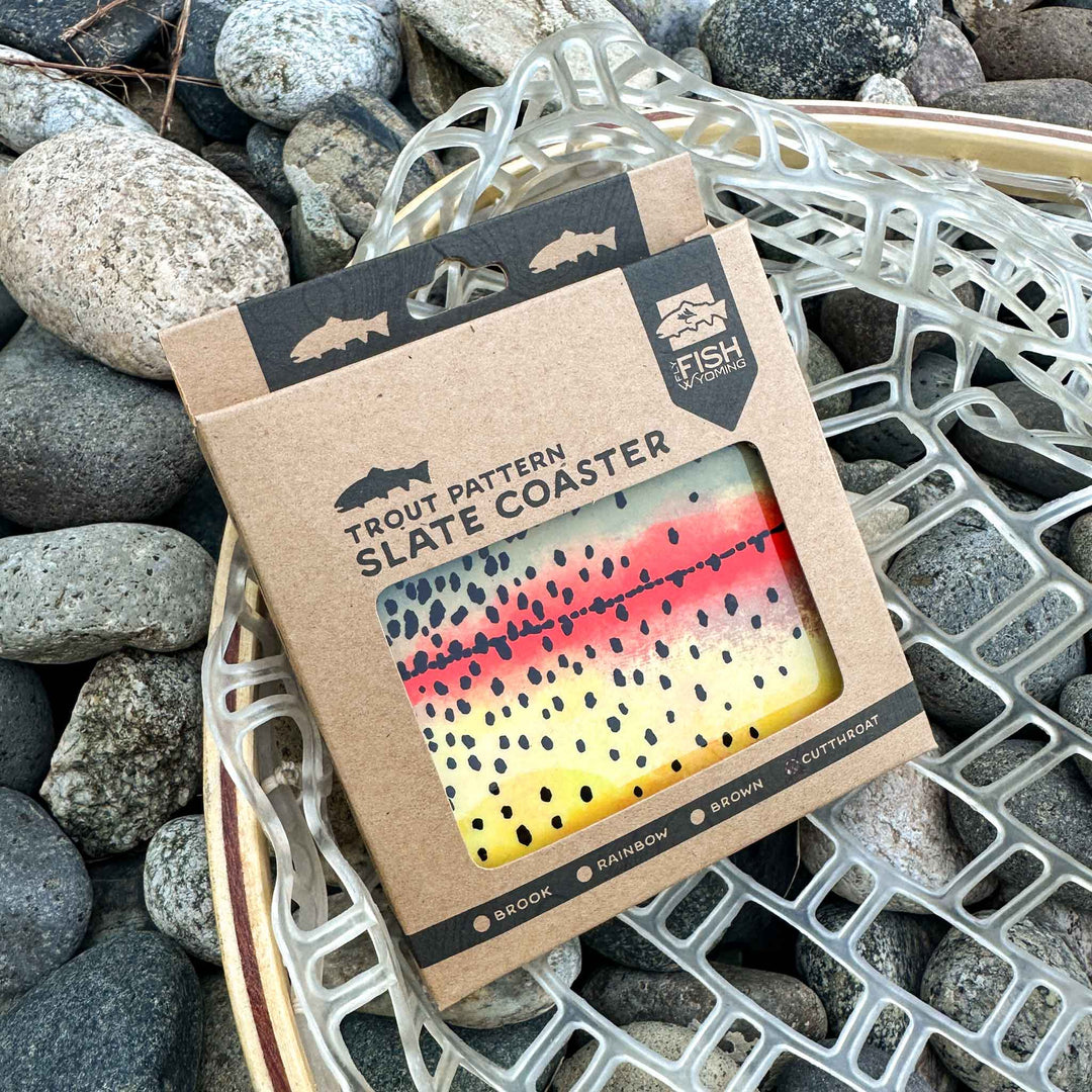 Trout Pattern Slate Coaster Singles