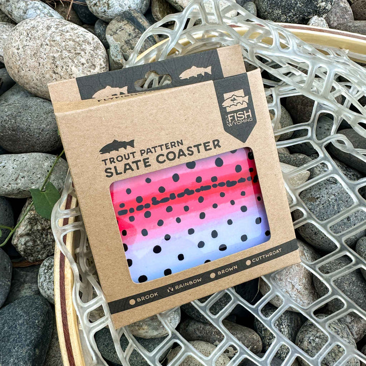 Trout Pattern Slate Coaster Singles