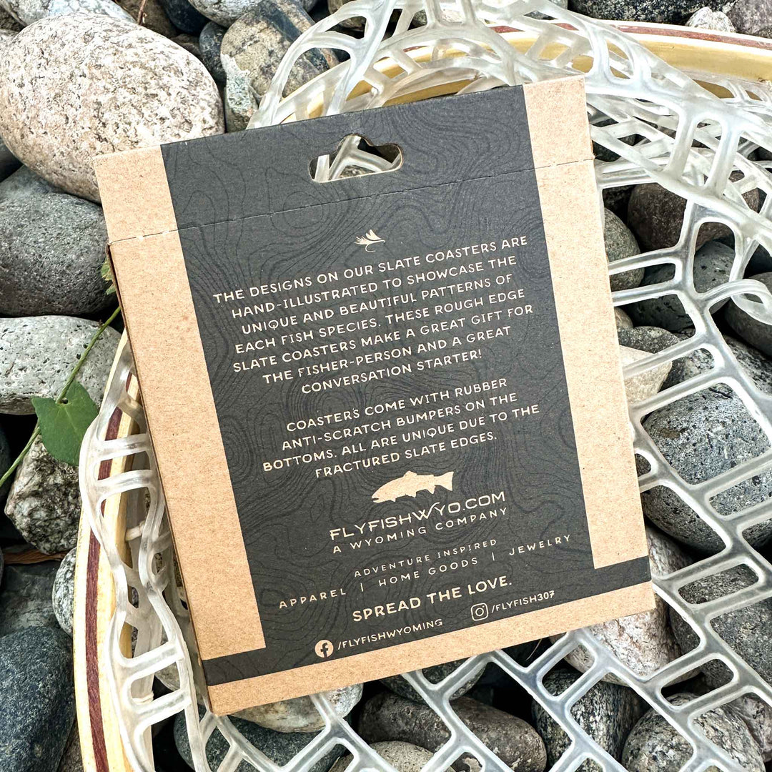 Trout Pattern Slate Coaster Singles
