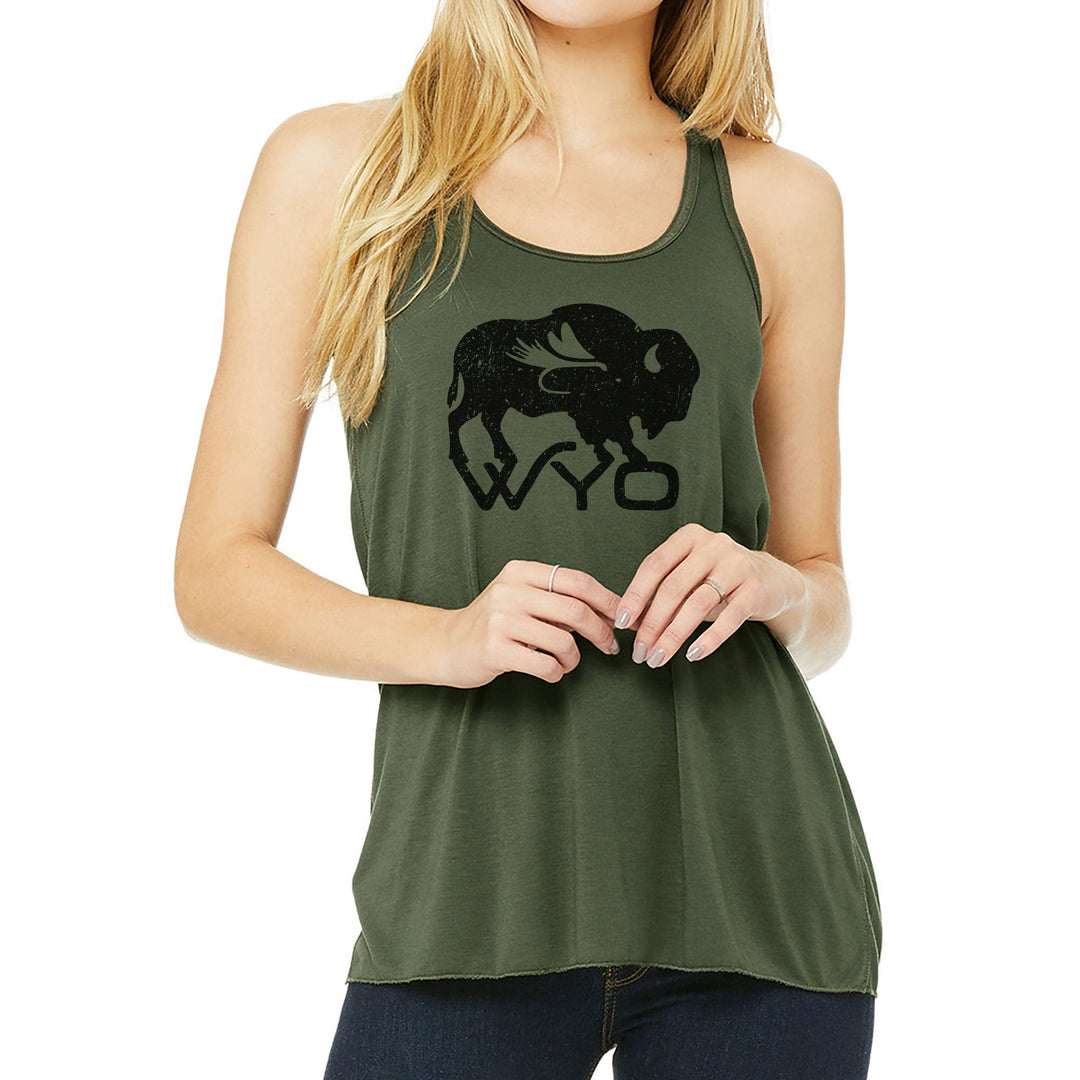 Fly Fish Wyoming Women's Women's Bison Fly Flowy Racerback Tank