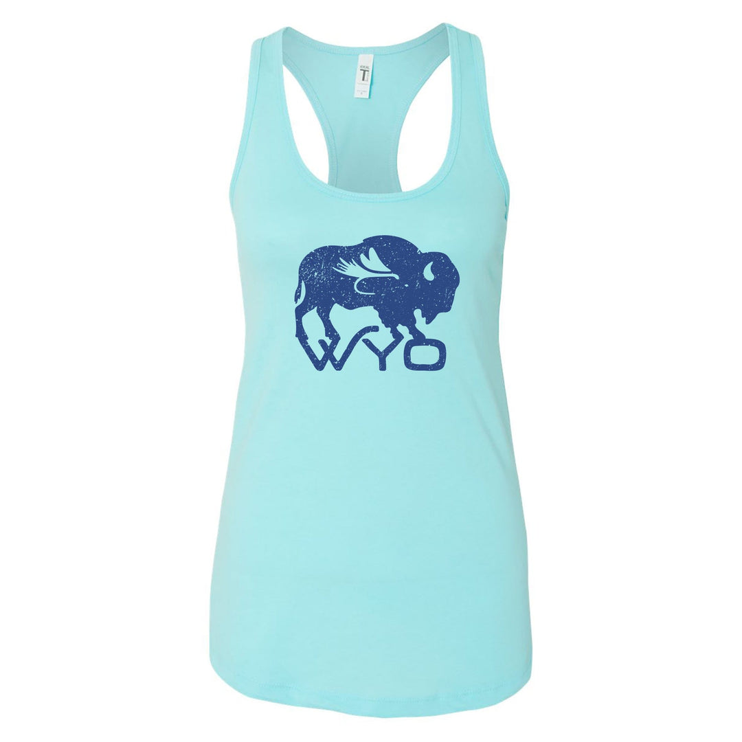 Fly Fish Wyoming Women's Women's Summer Blues Bison Fly Racerback Tank