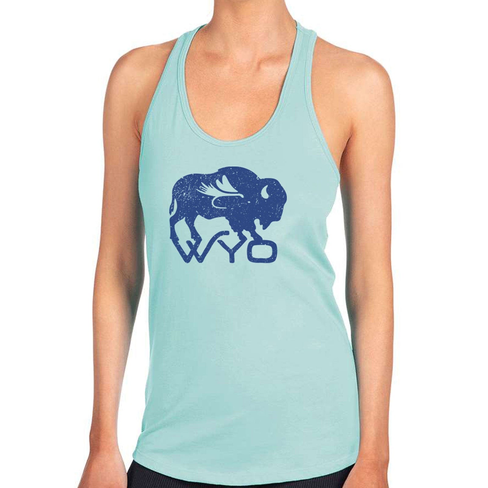 Fly Fish Wyoming Women's Women's Summer Blues Bison Fly Racerback Tank