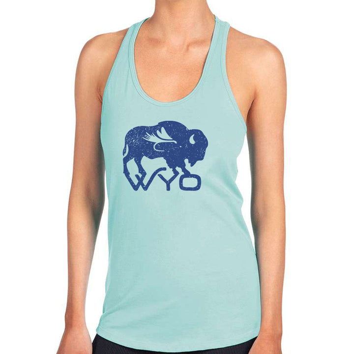 Fly Fish Wyoming Women's Women's Summer Blues Bison Fly Racerback Tank