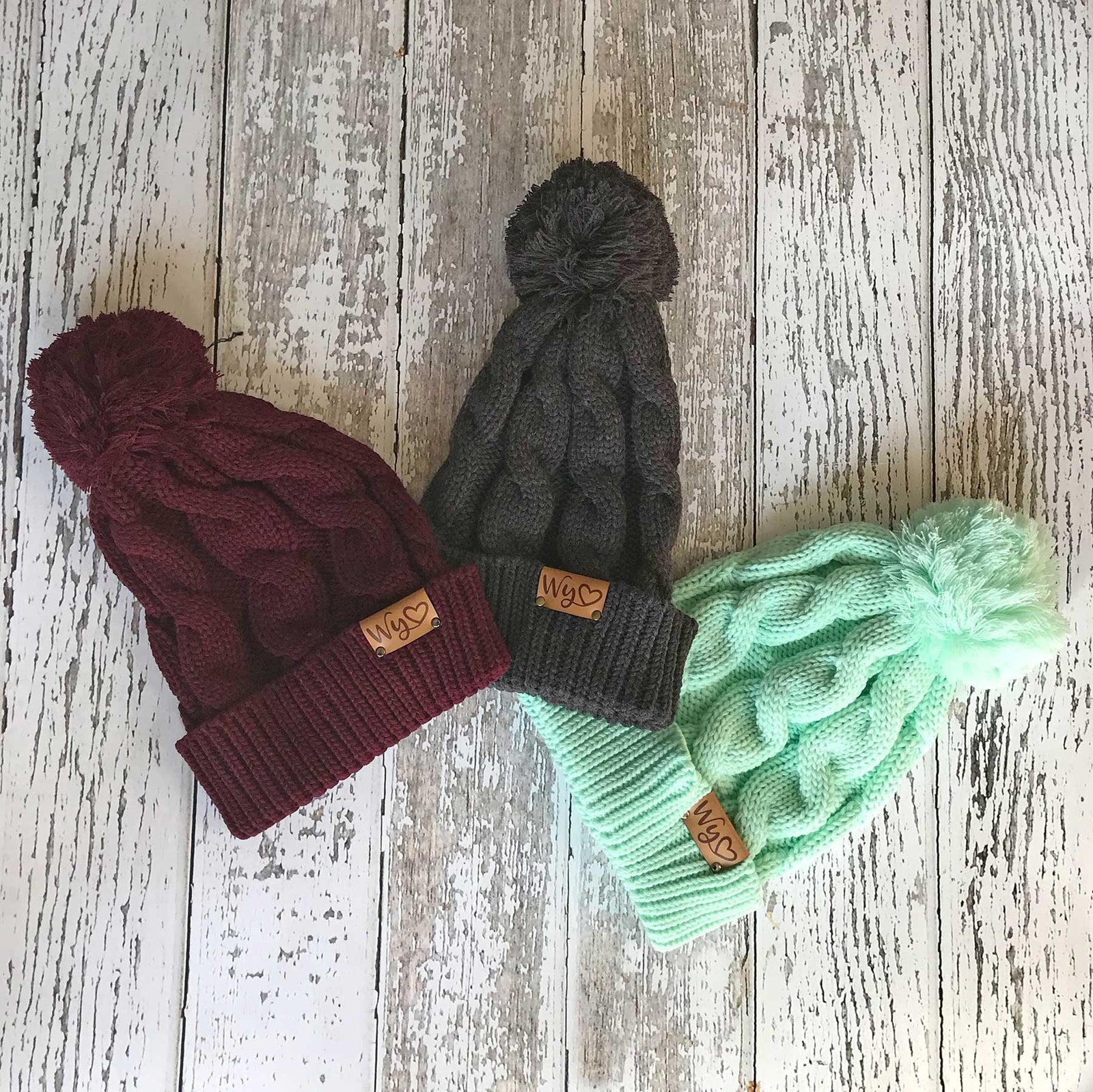 Fly Fish Wyoming Beanie Wyo Love Cable Knit Beanie