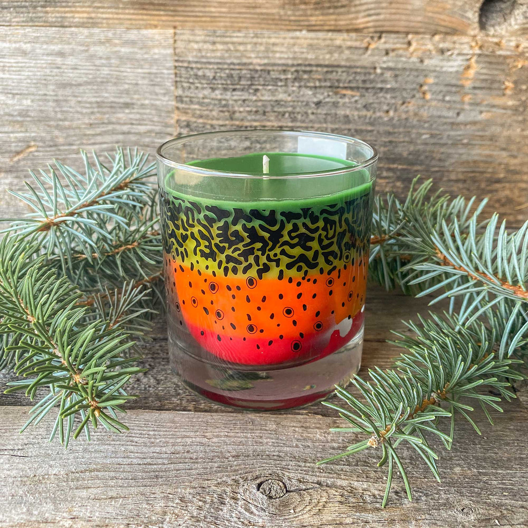 Fly Fish Wyoming Candle Wyo Brook Trout Pattern Candle - NEW