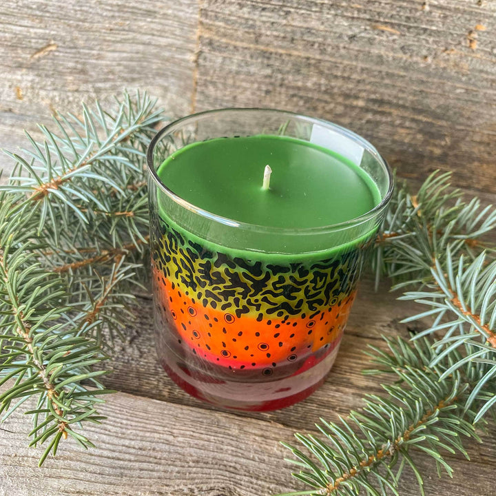 Fly Fish Wyoming Candle Wyo Brook Trout Pattern Candle - NEW