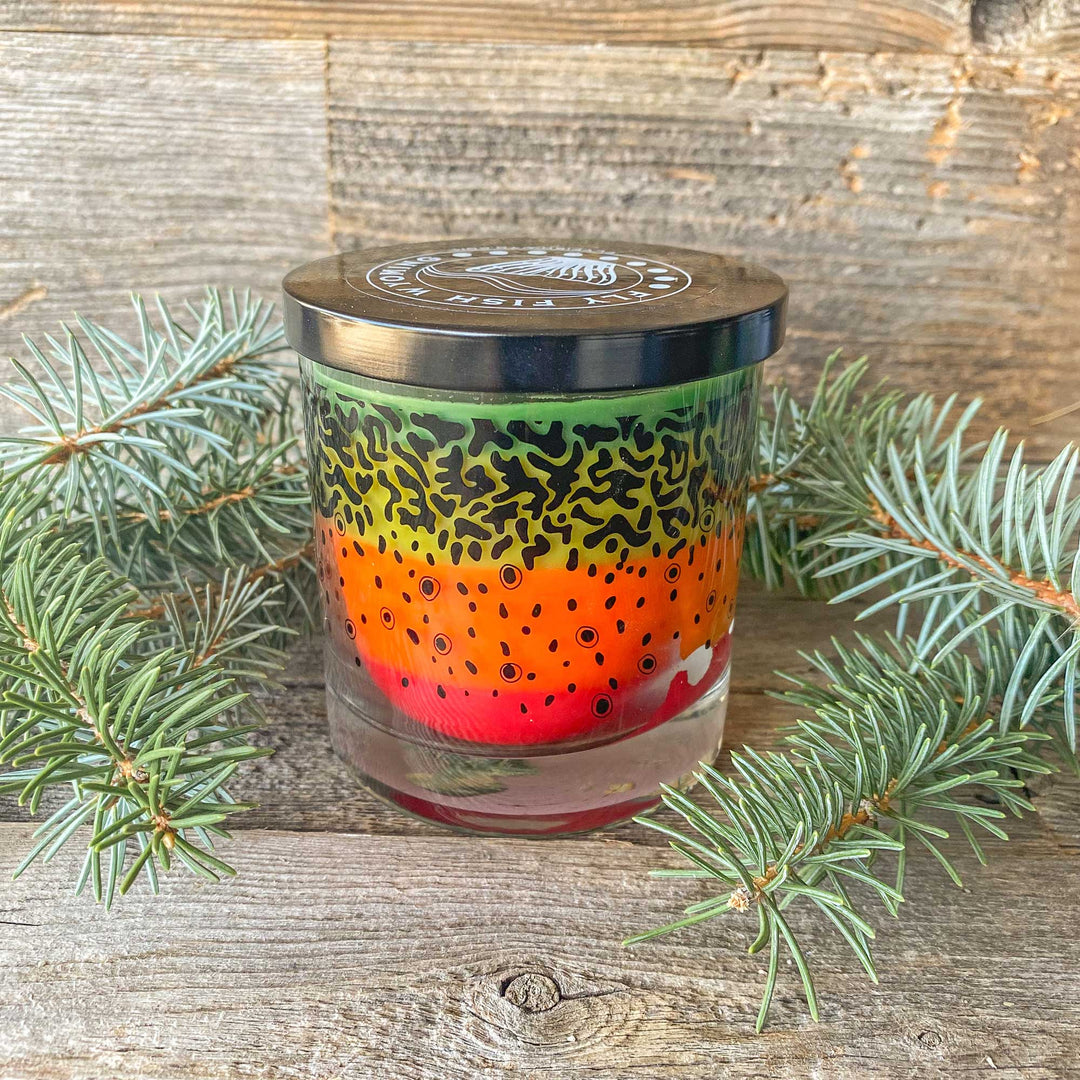 Fly Fish Wyoming Candle Wyo Brook Trout Pattern Candle - NEW