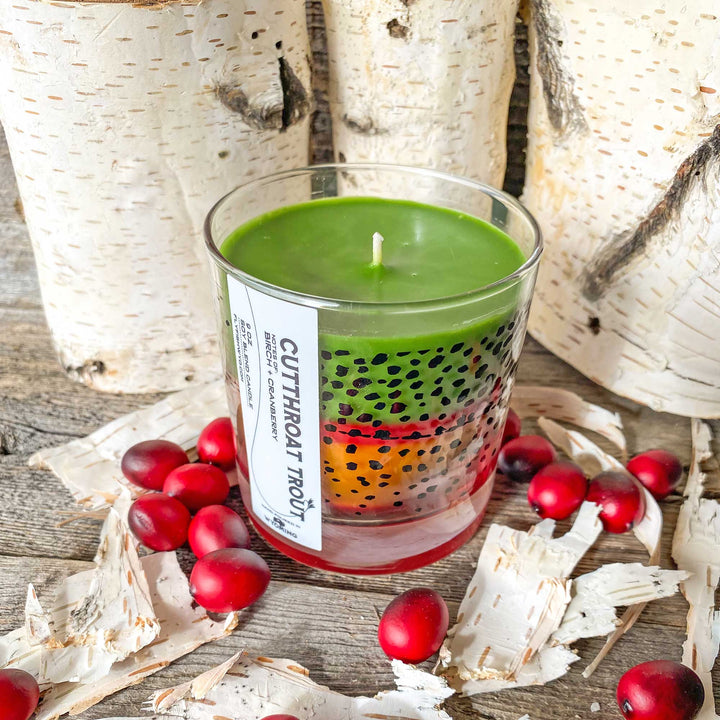 Fly Fish Wyoming Candle Wyo Cutthroat Trout Pattern Candle - NEW