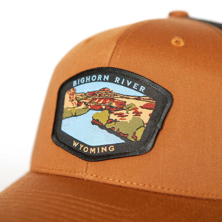Fly Fish Wyoming Hat Caramel/Black Bighorn River Wyoming Patch Hat