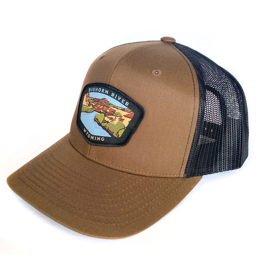 Fly Fish Wyoming Hat Brown/Black Bighorn River Wyoming Patch Hat
