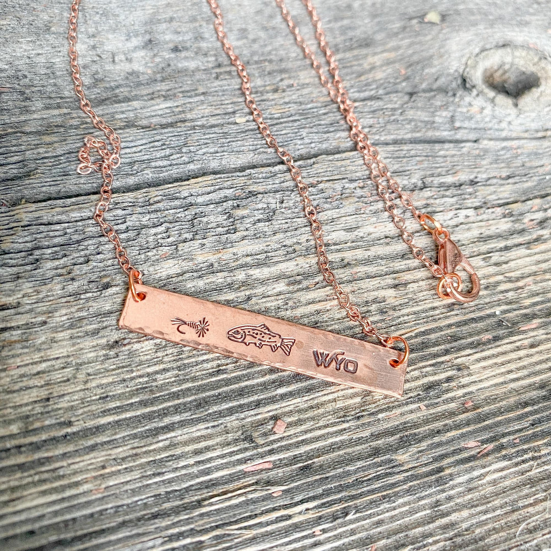 Fly Fish Wyoming Jewelry Copper Fly Fish Wyoming Necklace