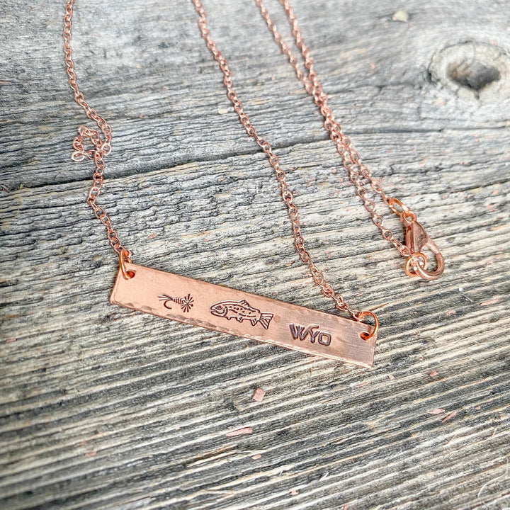 Fly Fish Wyoming Jewelry Copper Fly Fish Wyoming Necklace