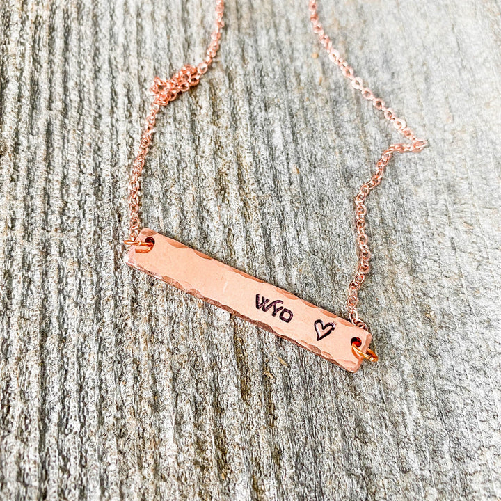 Fly Fish Wyoming Jewelry Copper Wyo + Love Necklace
