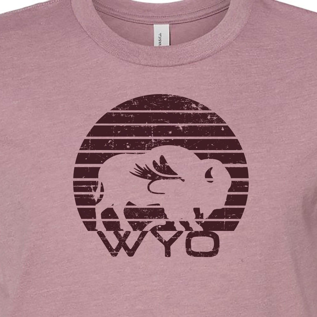 Fly Fish Wyoming Kids Kids Sunset Bison Tee