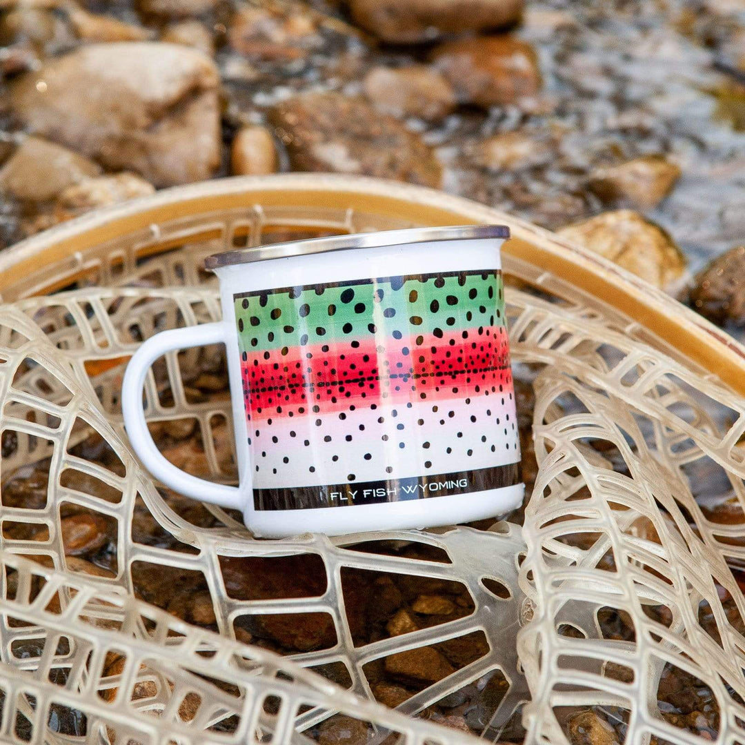 Fly Fish Wyoming Mug Rainbow Trout Pattern Camp Mugs