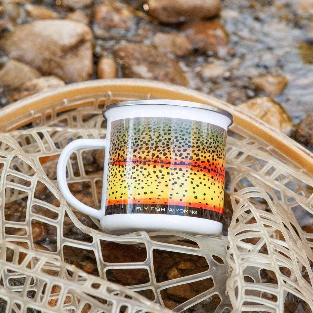 Fly Fish Wyoming Mug Cutthroat Trout Pattern Camp Mugs