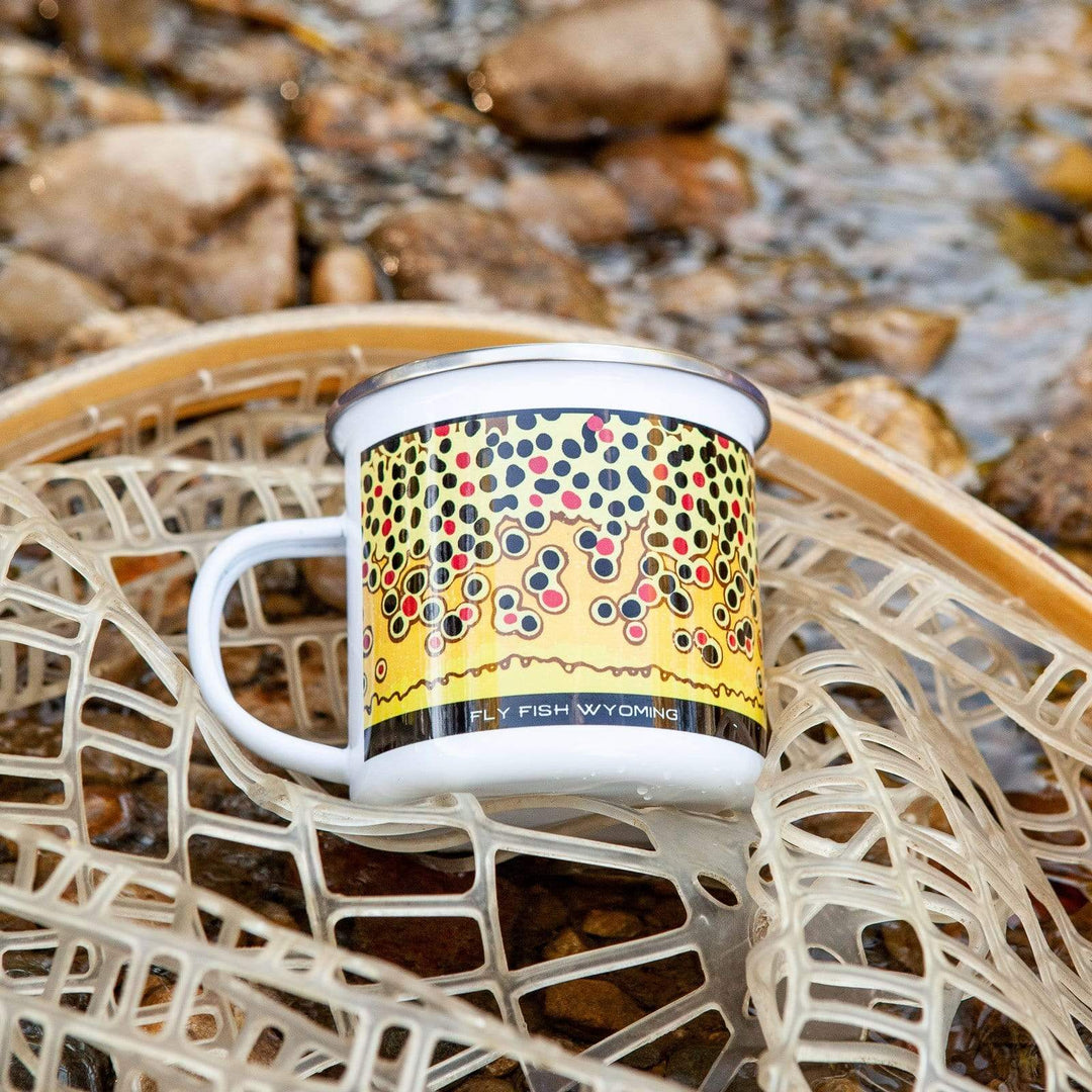 Fly Fish Wyoming Mug Brown Trout Pattern Camp Mugs