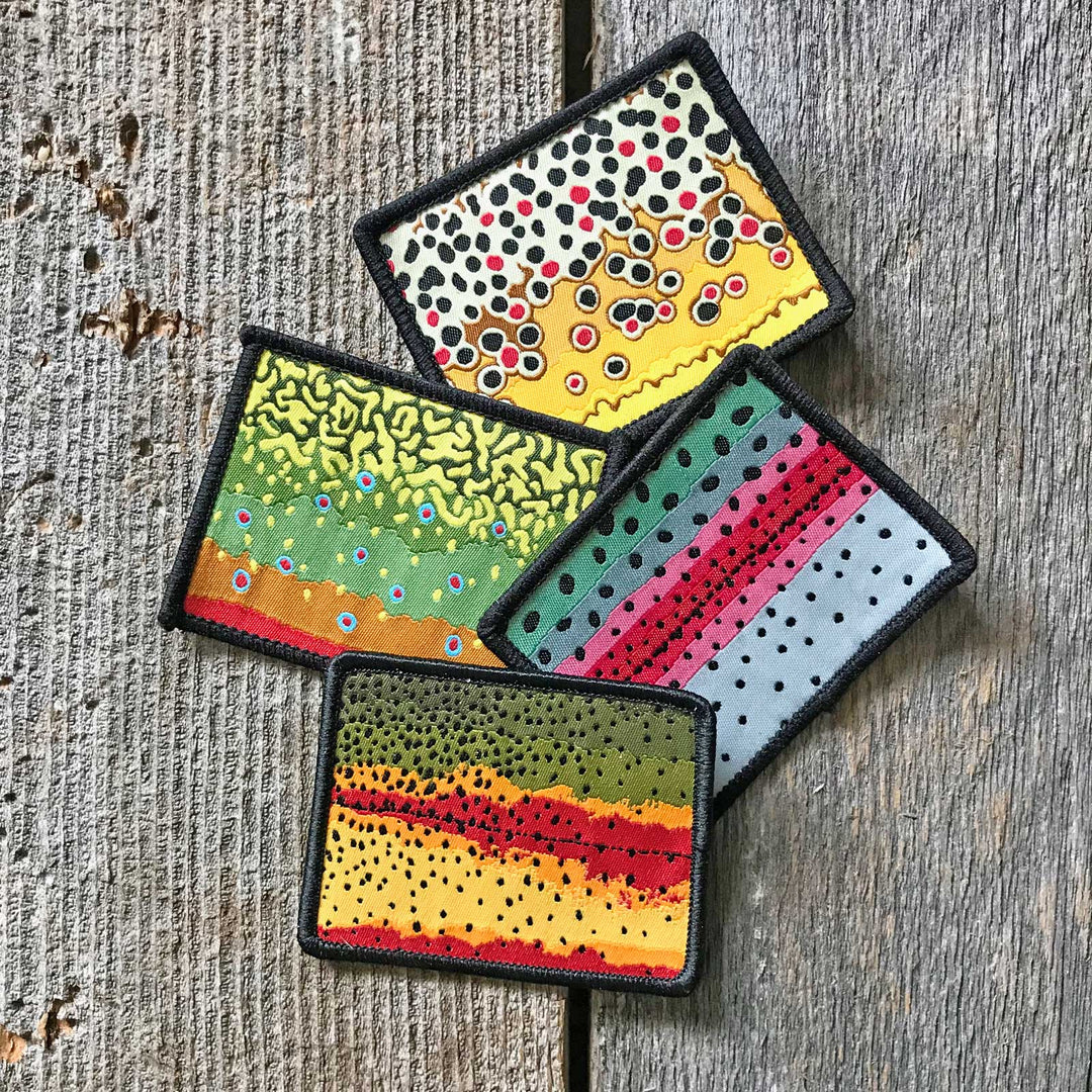 Fly Fish Wyoming Patch Rainbow Wyo Rainbow Trout Pattern Iron-On Patch
