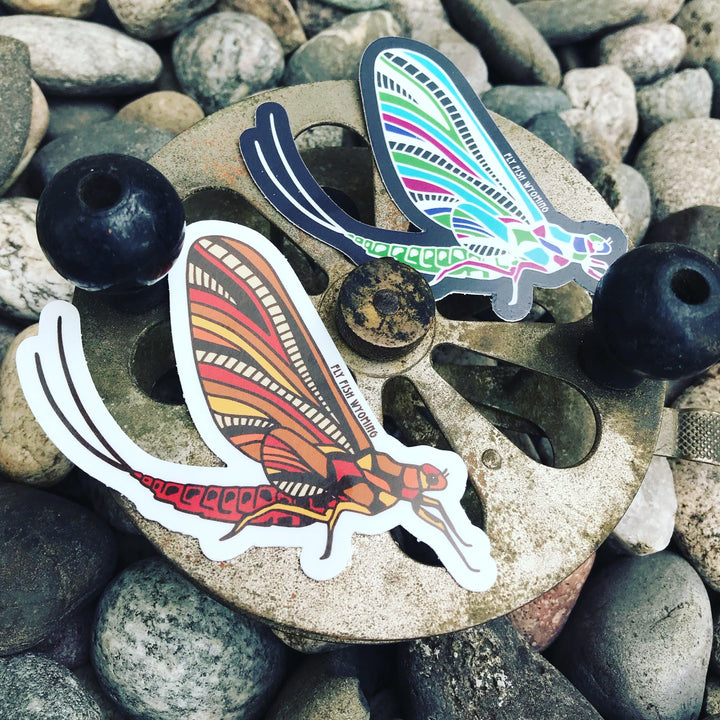Fly Fish Wyoming Sticker Mayfly Sticker - Fall Theme