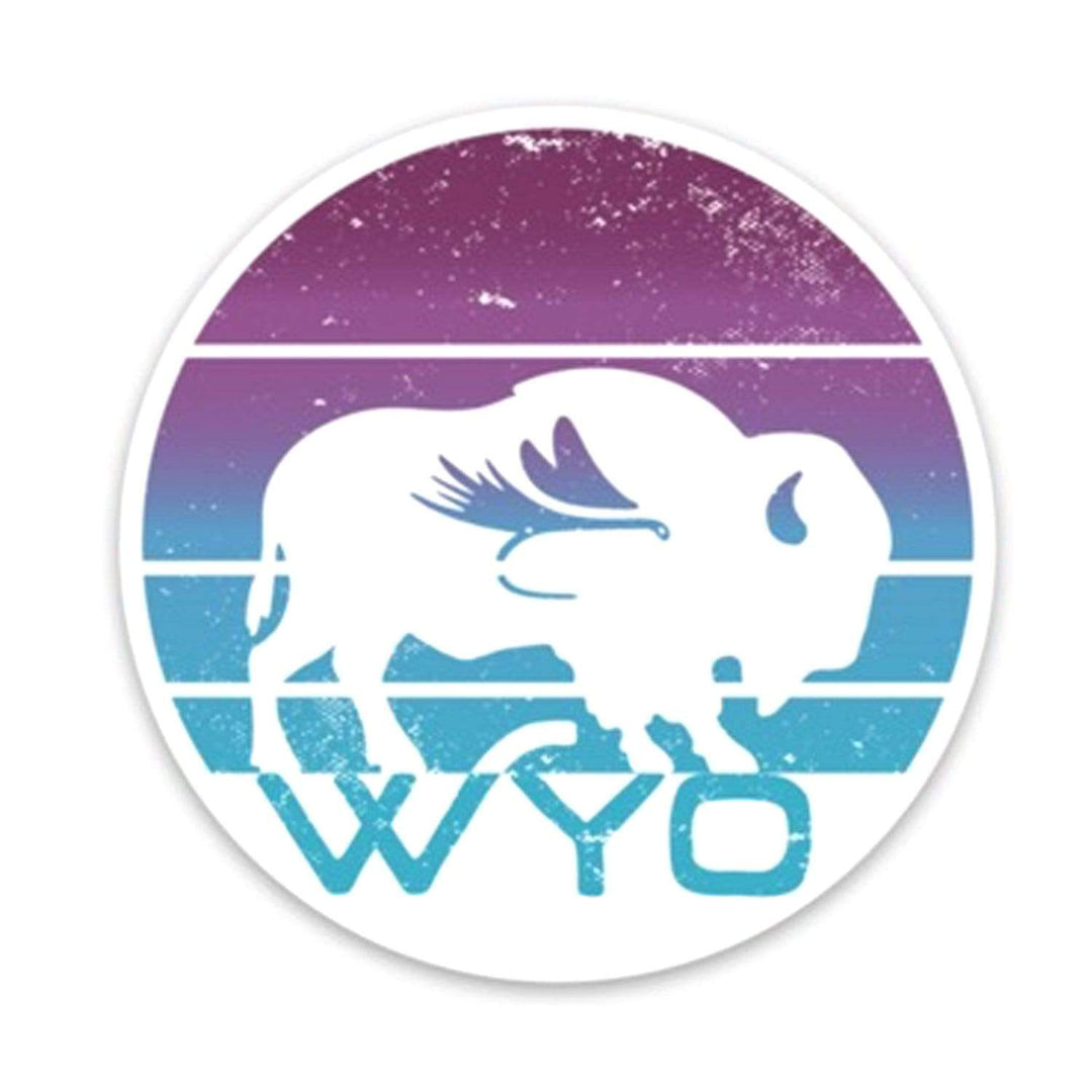 Fly Fish Wyoming Sticker Purple Sunset Sunset Bison Stickers