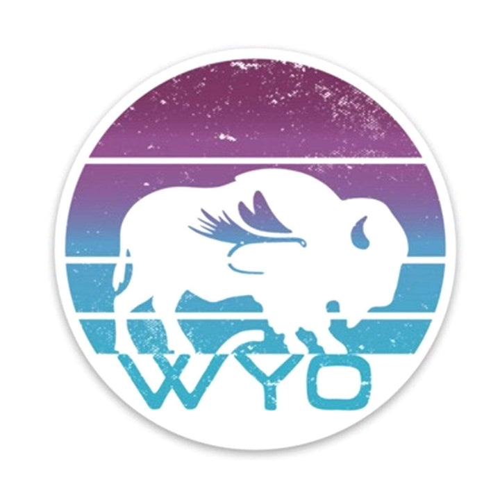 Fly Fish Wyoming Sticker Purple Sunset Sunset Bison Stickers