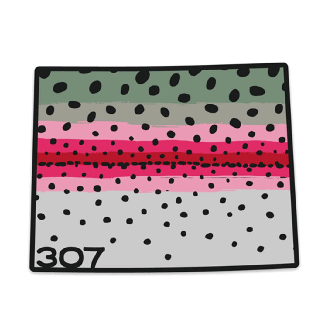 Fly Fish Wyoming Sticker Wyo Rainbow Trout Pattern Sticker