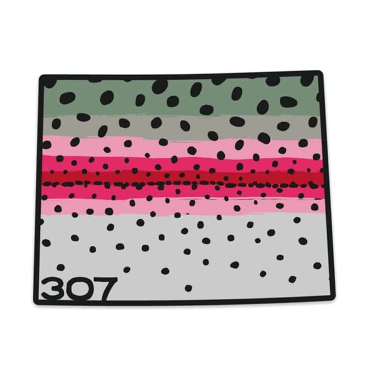 Fly Fish Wyoming Sticker Wyo Rainbow Trout Pattern Sticker