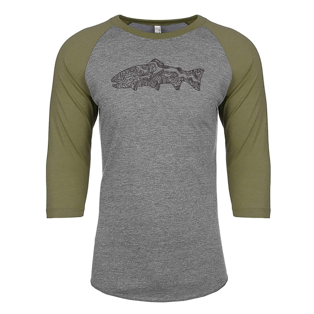 Fly Fish Wyoming S / Military Green Topo Fish Raglans