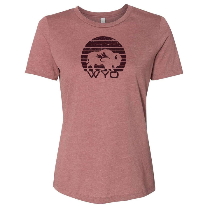 Fly Fish Wyoming Women's S Women's Sunset Bison Tee