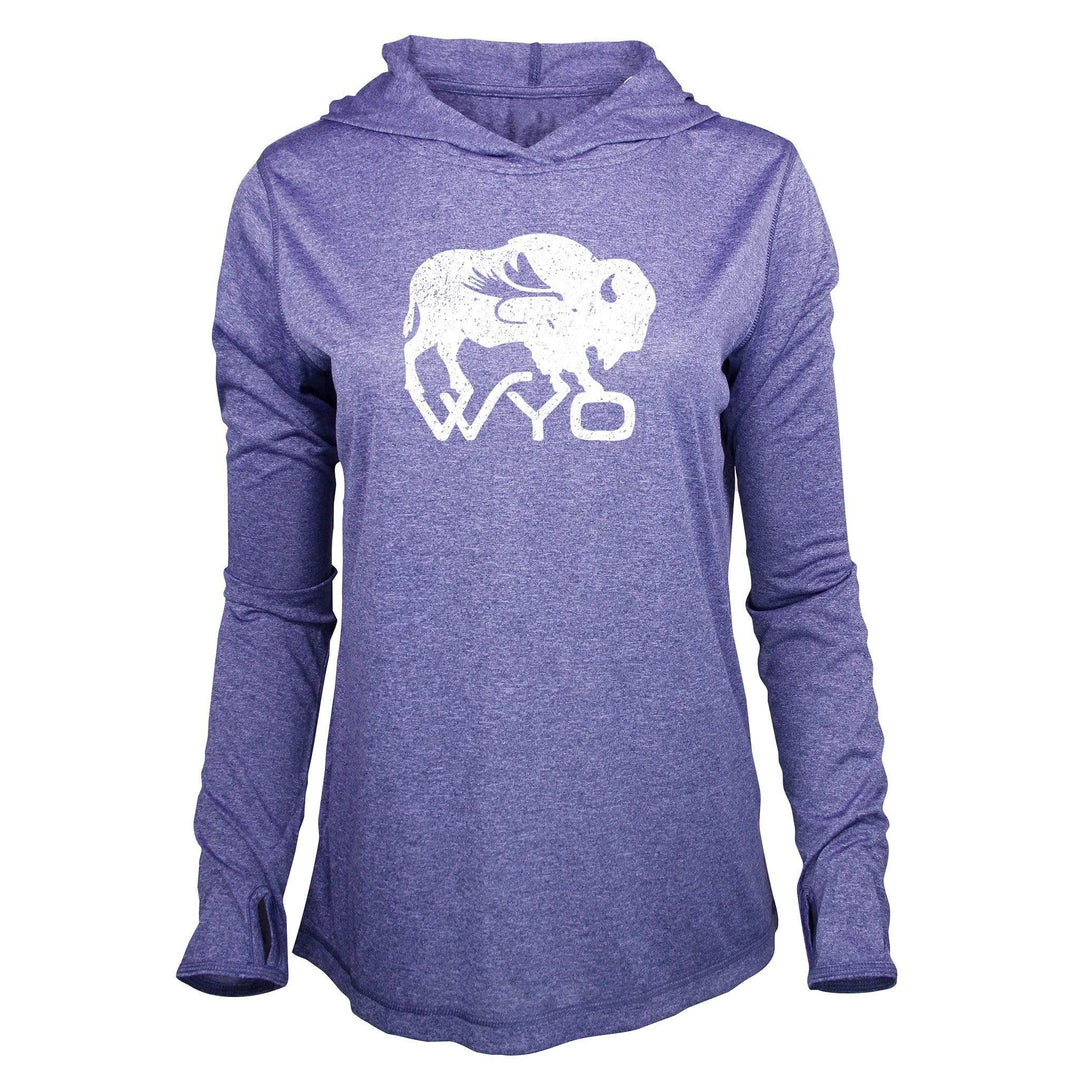 Fly Fish Wyoming Women's S / Periwinkle Wyo Fly Bison - Women's Performance Hoodie