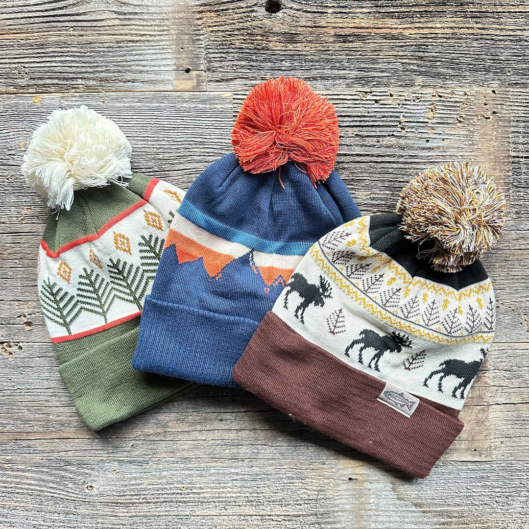 Recycled Knit Pom Beanies