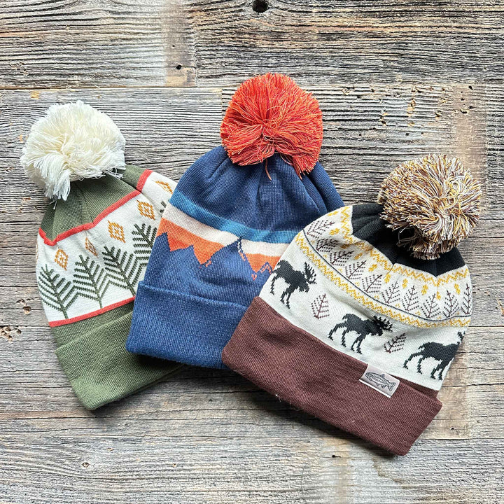 Recycled Knit Pom Beanies