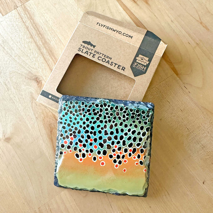 Trout Pattern Slate Coaster Singles