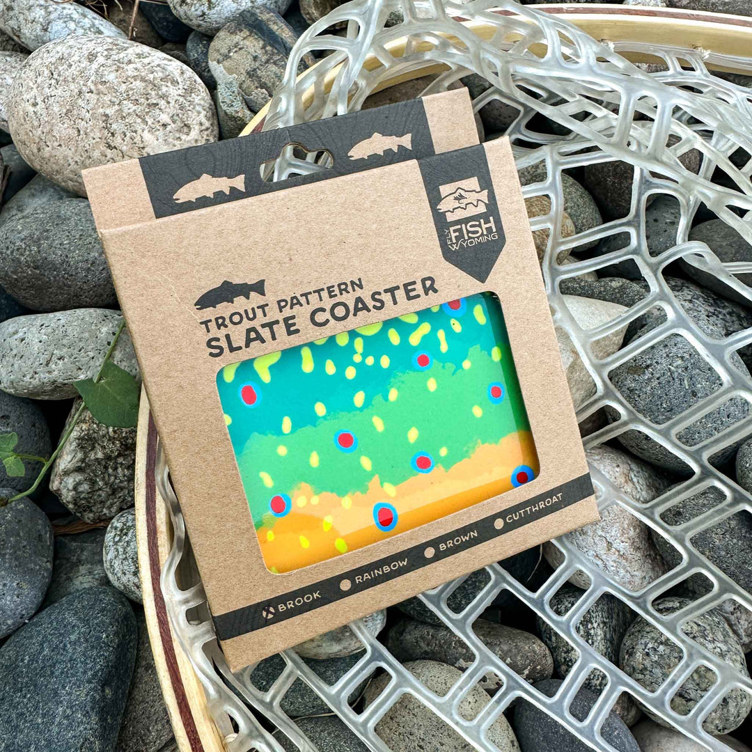 Trout Pattern Slate Coaster Singles