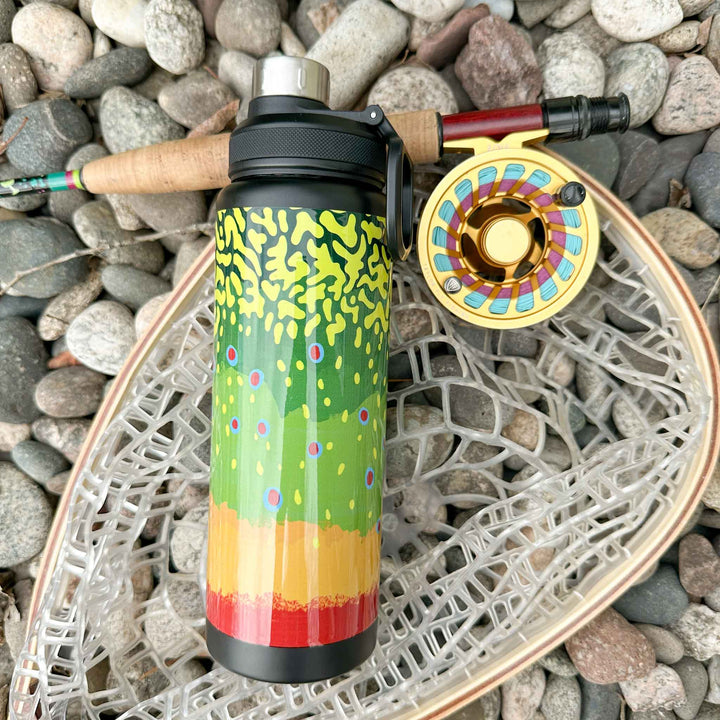 Trout Pattern 32oz Stainless Steel Water Bottle