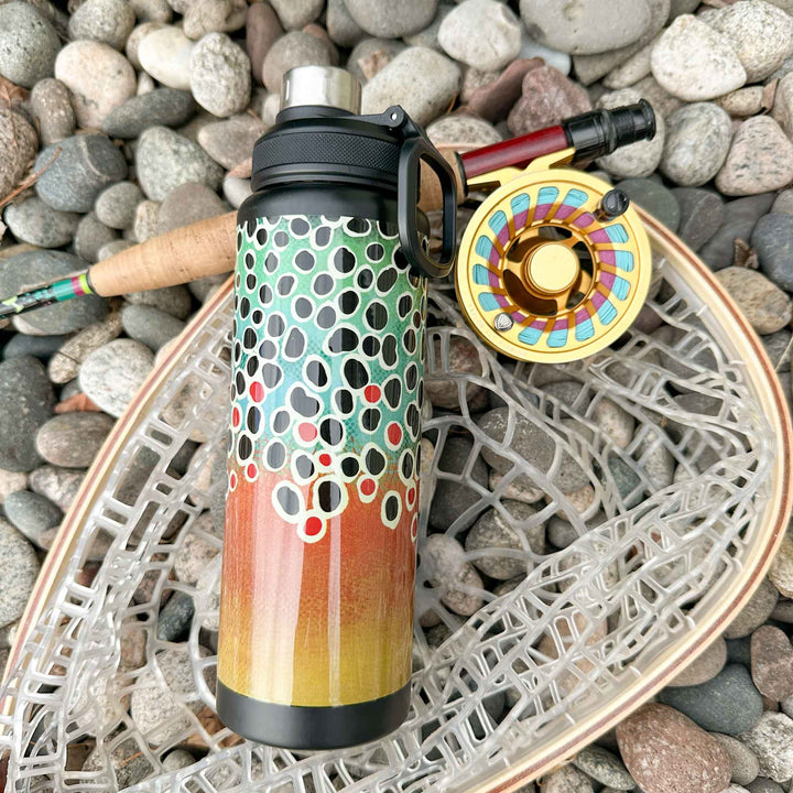 Trout Pattern 32oz Stainless Steel Water Bottle