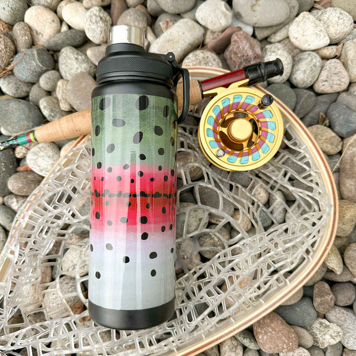 Trout Pattern 32oz Stainless Steel Water Bottle