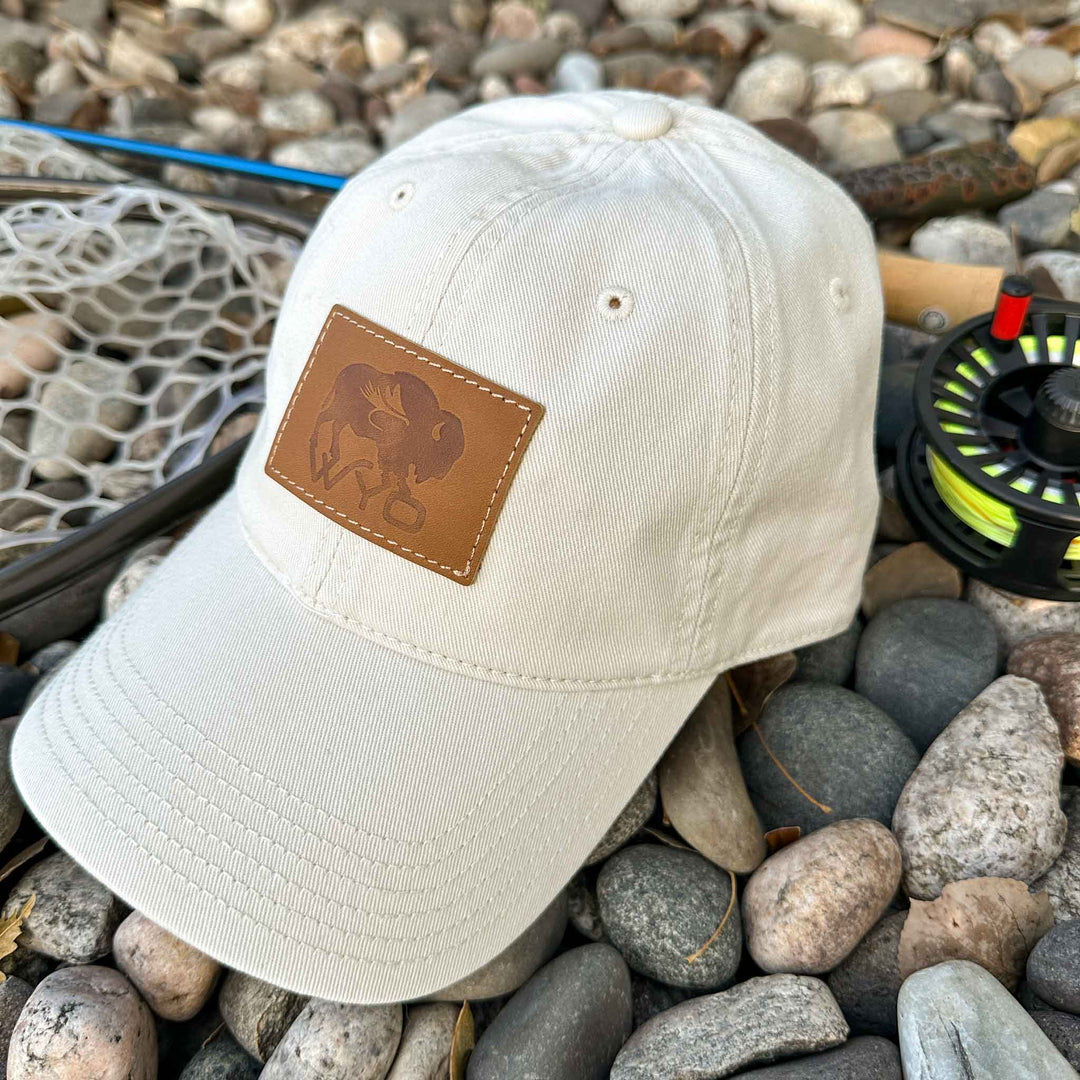 Wyo Fly Bison Leather Patch Dad Hat