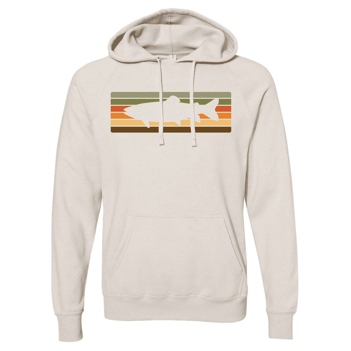 Fly Fish Wyoming Men's Retro Sunset Trout Hooded Sweatshirt