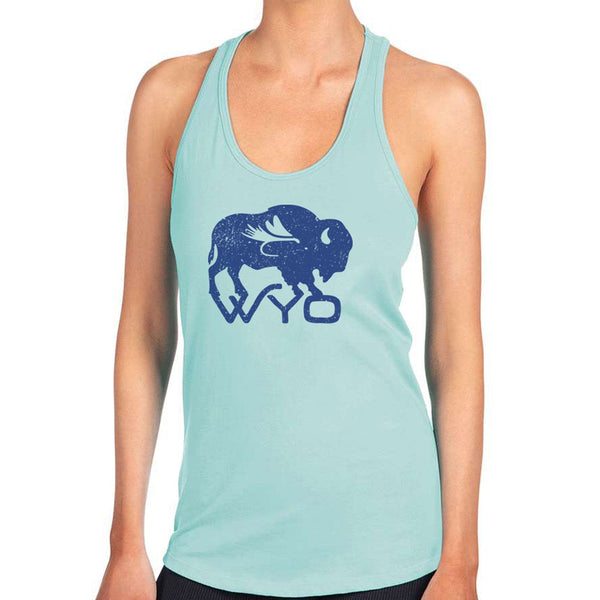 Fly Fish Wyoming Women's Women's Summer Blues Bison Fly Racerback Tank