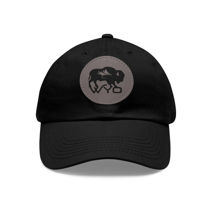 Printify Hats Black / Grey patch / Circle / One size Dad Hat with Leather Patch (Round)