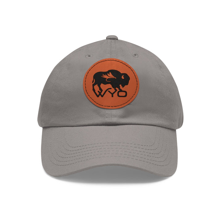 Printify Hats Grey / Light Brown patch / Circle / One size Dad Hat with Leather Patch (Round)