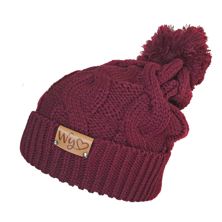 Fly Fish Wyoming Beanie Burgundy Fishy Cable Knit Beanie