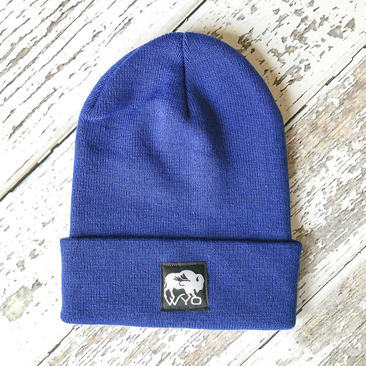 Fly Fish Wyoming Beanie Royal Blue Wyo Bison Fly Knit Beanies