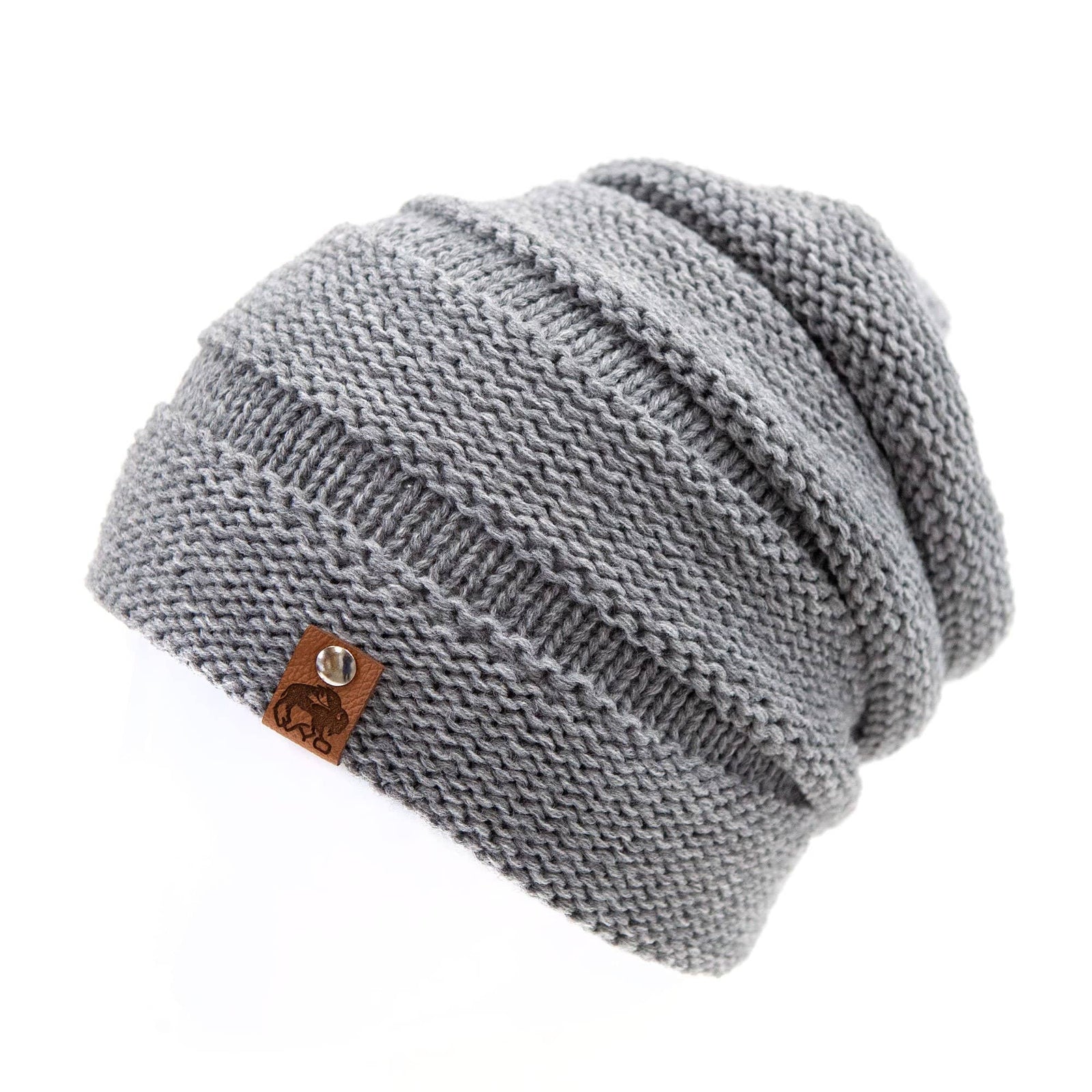 Fly Fish Wyoming Beanie Gray Wyo Fly Bison Slouch Beanies - 4 Colors!