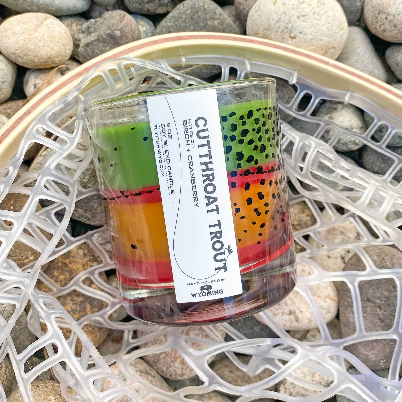 Fly Fish Wyoming Candle Wyo Cutthroat Trout Pattern Candle - NEW