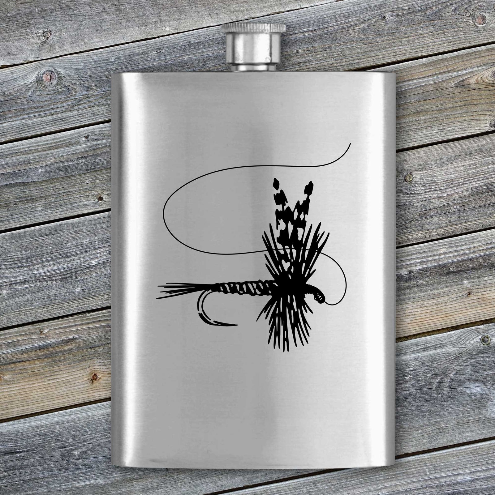 Fly Fish Wyoming Flasks Stainless Steel Flasks - 8 oz